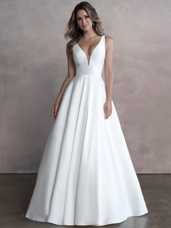 Front view of Allure Bridals 9813 Mikado A-line wedding dress