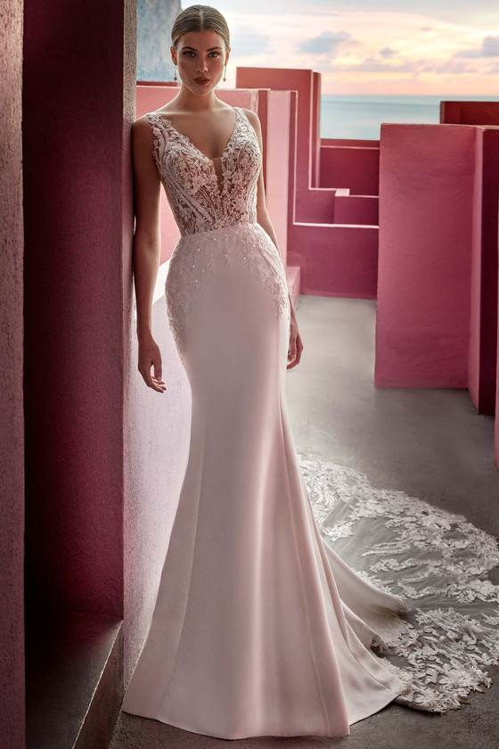 Plunging V-neckline Madison James Wedding Gown Liberty MJ808