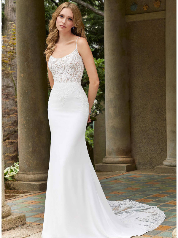 Front view of Morilee Diane 5953 fit and flare wedding dress