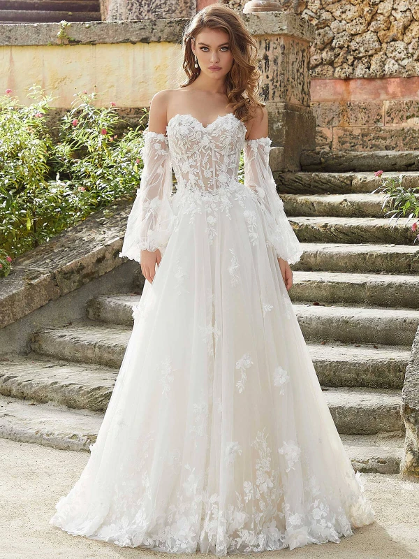 Front view Morilee Fiorella 2461 3D floral lace wedding dress