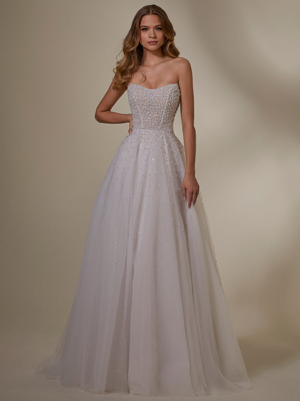 Strapless Pearl Beaded Morilee Wedding Gown Maritza 2555