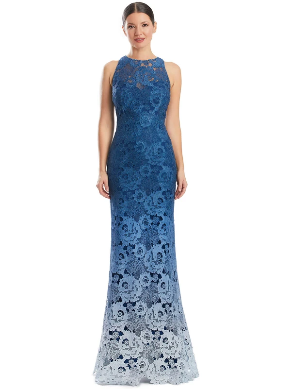 Vibrant royal blue lace melts into a frosty pastel finish