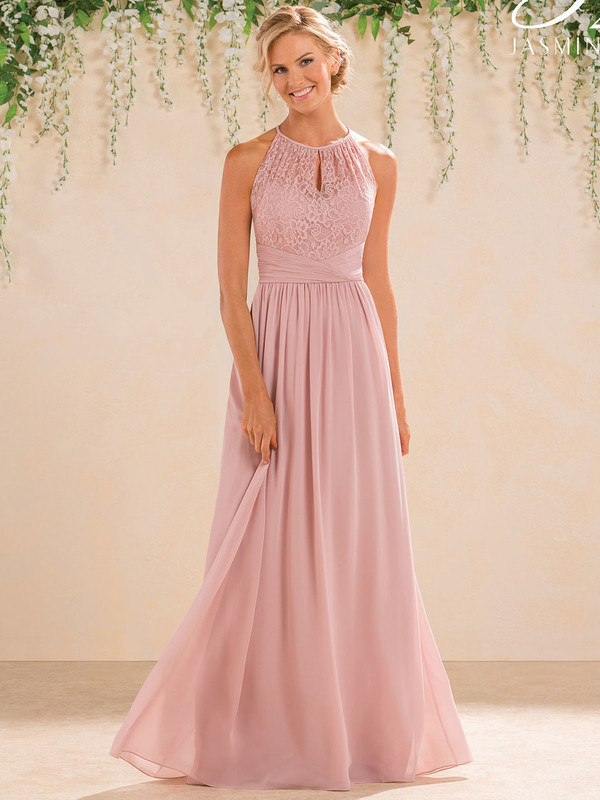 Illusion High Neck Lace Bridesmaid Dress B2 B183016