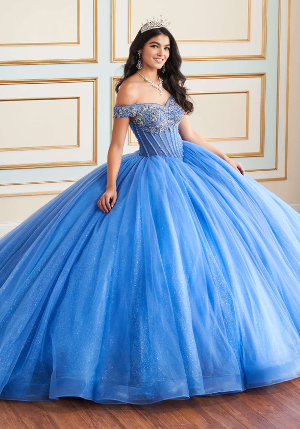 Blue Moon ball gown with glitter tulle and sweetheart neckline