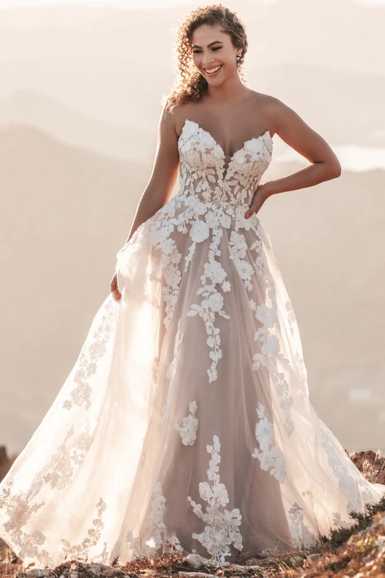 Front view of Allure Bridals A1217 sweetheart A-line wedding dress