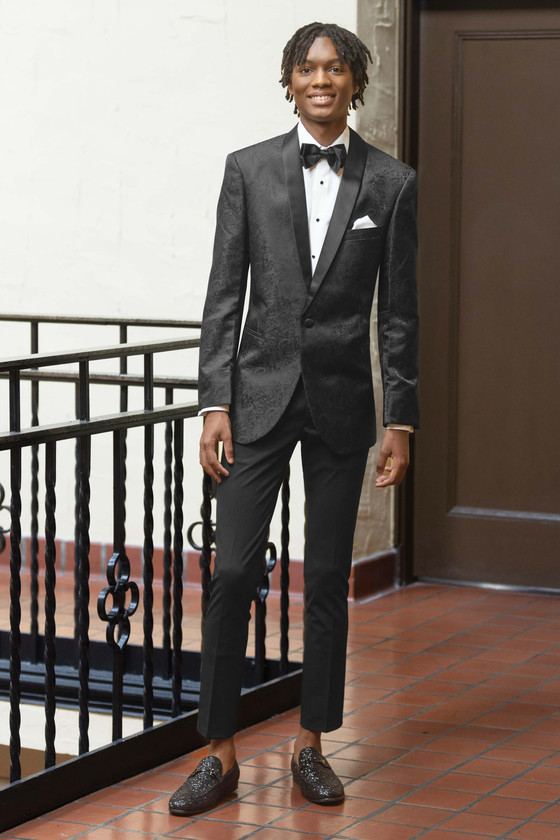 Black Aries Paisley Slim Fit Tuxedo 182