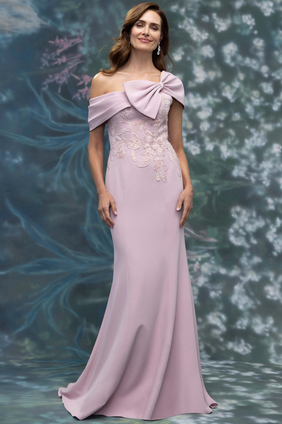 MGNY 2070028 Blush Mothers Gown Front View