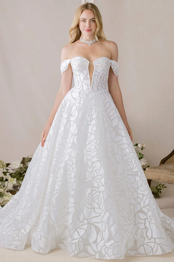 Morilee Florine wedding gown front view with sweetheart neckline and ball gown silhouette