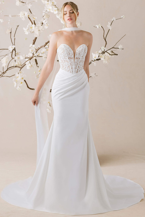 Morilee Plie wedding dress fit and flare with strapless sweetheart neckline