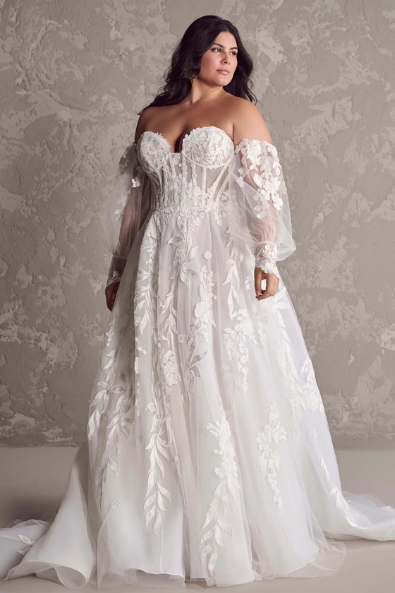 Maggie Sottero Destin Curve wedding gown front view A-line lace tulle