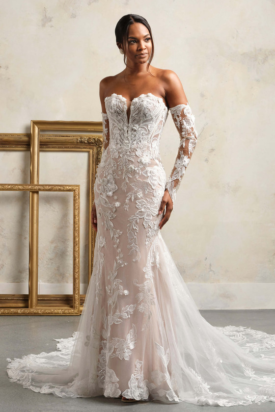 Maggie Sottero Nyjah wedding gown front view fit and flare lace