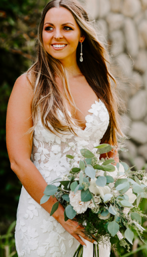 Bride with bouquet of flowers