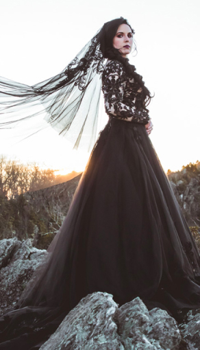 Bride in dark dress