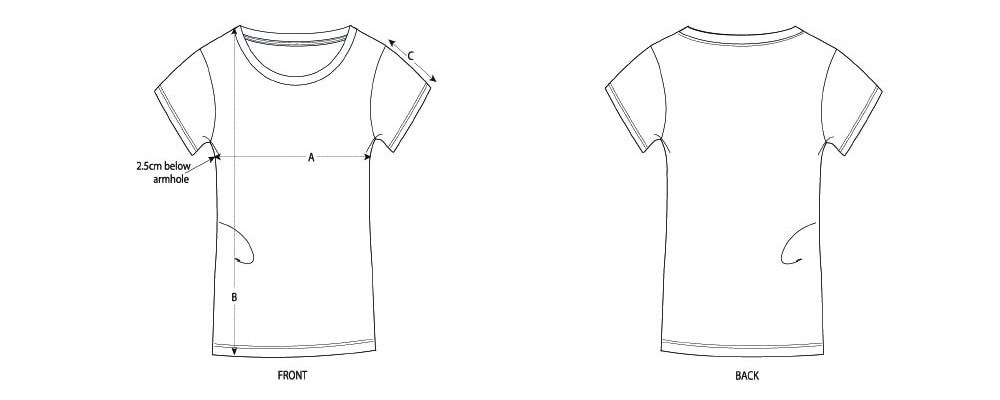 The Vandal Women's T-shirts Size Chart