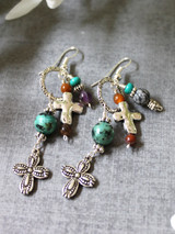 Cross Charm Dangle Earrings