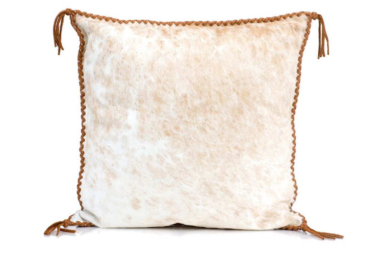 White hot sale cowhide pillow