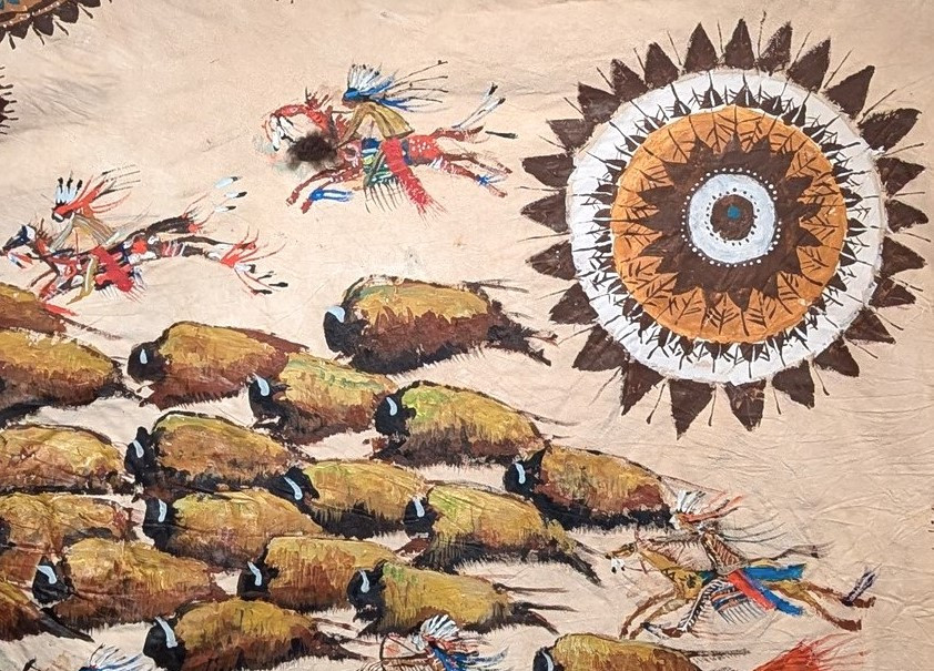 Buffalo Robe Drawing Buffalo Hunt Hand Painted Robe - Buffalo Collection