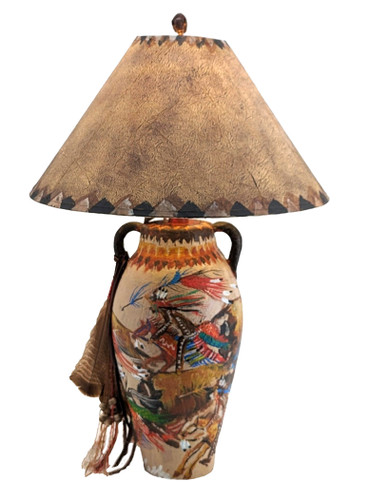 Slender Hand Painted Lamp with Handles Slender Hand Painted Lamp with Handles