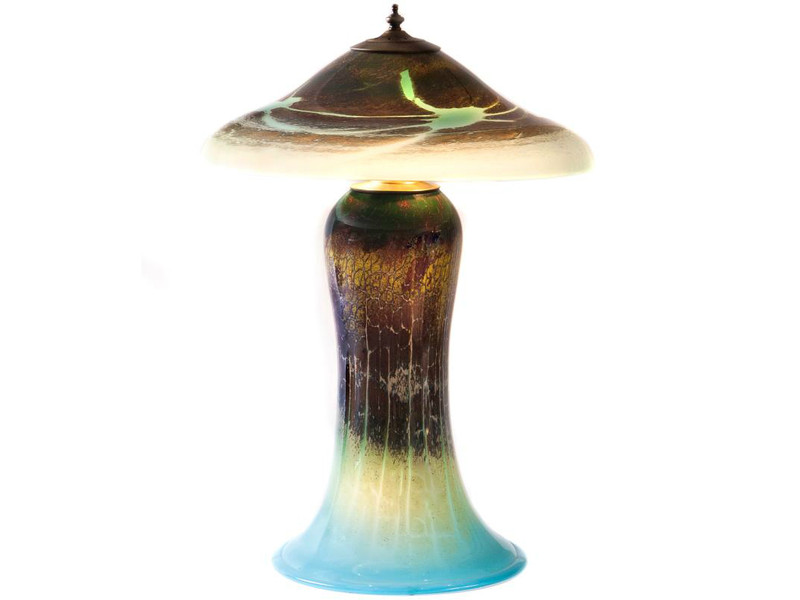 Buffalo Collection Blown Glass Turquoise Table Lamp Image Blown Glass Turquoise Table Lamp