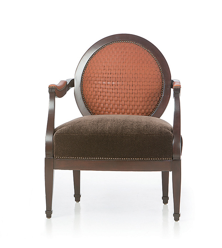 Woven Oval Back Chair with Mohair Seat