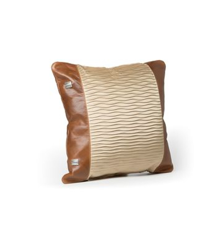 Buffalo Collection Leather and Pleated Silk Pillow Image Leather and Pleated Silk Pillow