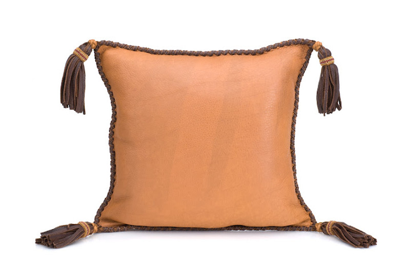 Buffalo Collection Whip Stitched with Tassels Pillow - Sand Image Whip Stitched with Tassels Pillow - Sand