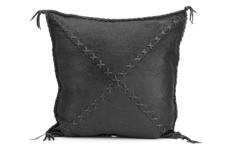 Cross Laced Whip Stitched Pillow - Black