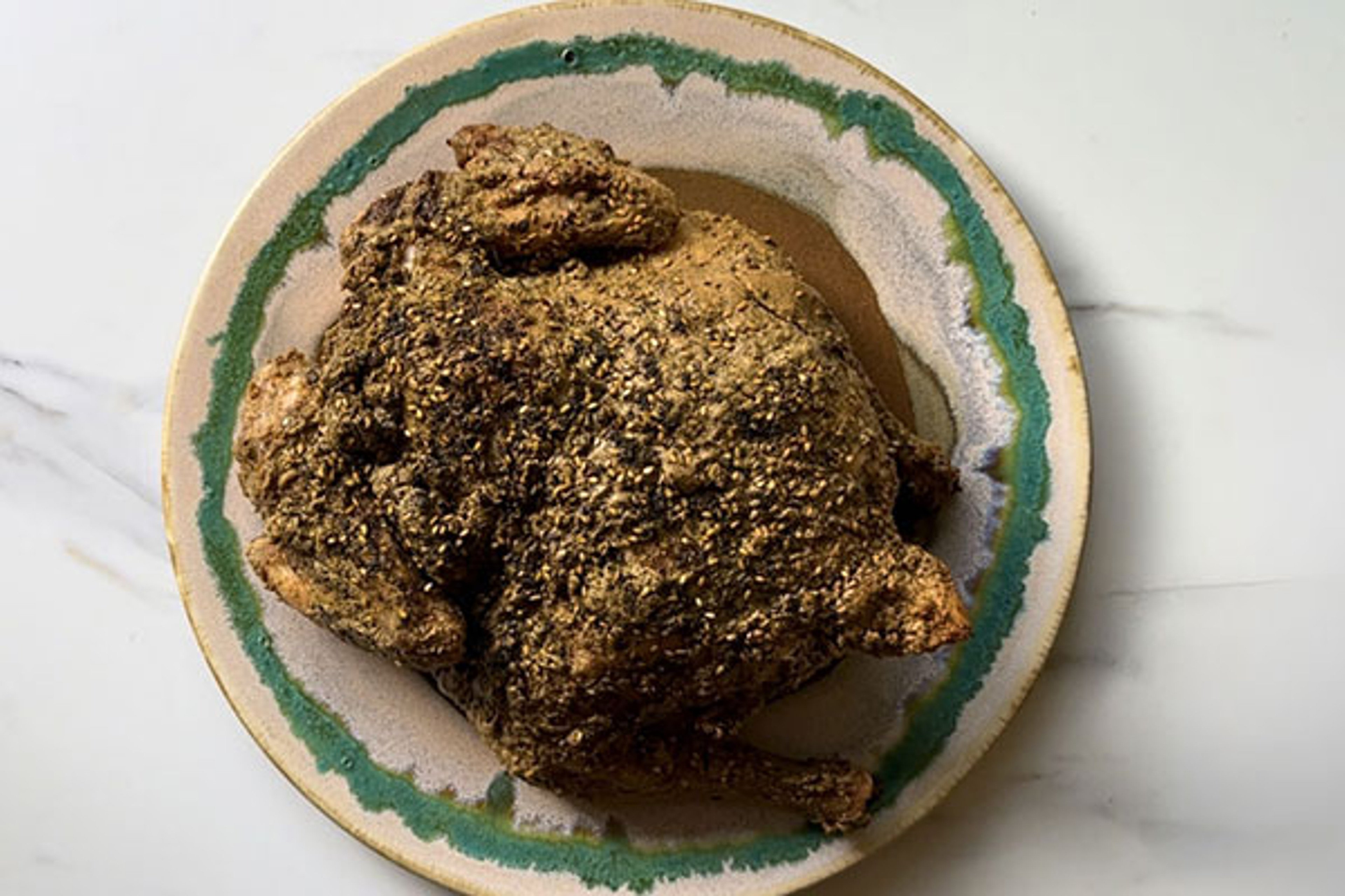 Pollo rostizado con tahini y zaatar