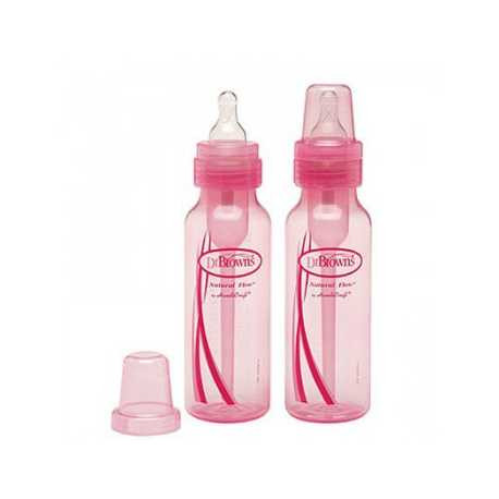 Biberón dr brown's natural flow rosa 250 mL pack 2 U