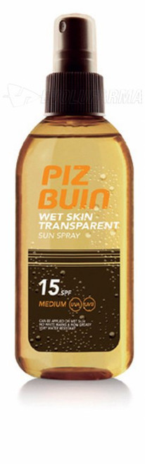 Piz buin wet skin spray solar transparente SPF 15. 150 mL.