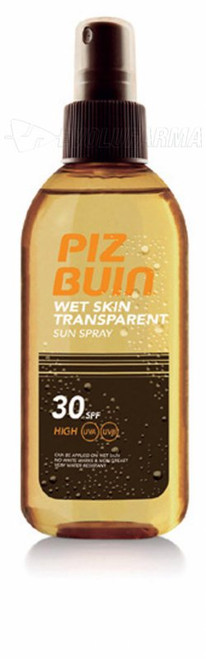 Piz buin wet skin spray solar transparente SPF 30. 150 mL.