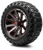 MODZ 14" Mauler Glossy Black and Red with Ball Mill Wheels & Off-Road Tires Combo