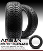 MODZ® Carnage Brushed Red Ball Mill 14" Golf Cart Wheels and Arisun Cruze (205/30-14) Low Profile DOT Golf Cart Tires Combo - Set of 4