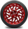 MODZ® Carnage Brushed Red Ball Mill 14" Golf Cart Wheels and Arisun Cruze (205/30-14) Low Profile DOT Golf Cart Tires Combo - Set of 4