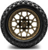 MODZ® Blitz Matte Bronze 14" Golf Cart Wheels and Arisun X-Trail (23x10-14) DOT All-Terrain Golf Cart Tires Combo - Set of 4
