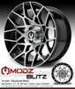 MODZ® Blitz Machined Black 14" Golf Cart Wheels and MODZ® Gripz (23x10-14) All-Terrain Golf Cart Tires Combo - Set of 4