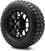 MODZ® Blitz Matte Black 14" Golf Cart Wheels and MODZ® Gripz (23x10-14) All-Terrain Golf Cart Tires Combo - Set of 4