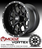 MODZ® Vortex Matte Black 12" Golf Cart Wheels and Arisun Cruze (215/35-12) DOT Low Profile Golf Cart Tires Combo - Set of 4