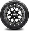 MODZ® Vortex Matte Black 12" Golf Cart Wheels and Arisun Cruze (215/35-12) DOT Low Profile Golf Cart Tires Combo - Set of 4