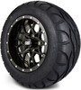 MODZ® Vortex Glossy Black 12" Golf Cart Wheels and MODZ® Street Fox (245/50-R12) DOT Golf Cart Radial Tires Combo - Set of 4