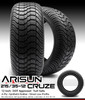 MODZ® Vampire Machined Black 12" Golf Cart Wheels and Arisun Cruze (215/35-12) DOT Low Profile Golf Cart Tires Combo - Set of 4