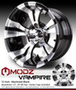 MODZ® Vampire Machined Black 12" Golf Cart Wheels and Arisun Cruze (215/35-12) DOT Low Profile Golf Cart Tires Combo - Set of 4