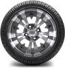 MODZ® Vampire Gunmetal 12" Golf Cart Wheels and Arisun Cruze (215/35-12) DOT Low Profile Golf Cart Tires Combo - Set of 4