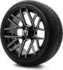 MODZ® Matrix Glossy Black with Ball Mill 15" Golf Cart Wheels and Arisun Cruze (215/35-15) Low Profile DOT Golf Cart Tires Combo - Set of 4