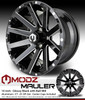 MODZ® Mauler Glossy Black with Ball Mill 14" Golf Cart Wheels and Arisun Cruze (205/30-14) Low Profile DOT Golf Cart Tires Combo - Set of 4