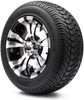 MODZ® Vampire Machined Black 12" Golf Cart Wheels and Arisun Cruze (215/50-12) DOT Low Profile Golf Cart Tires Combo - Set of 4