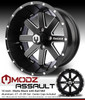 MODZ® Assault Matte Black with Ball Mill 14" Golf Cart Wheels and X-Comp Gladiator (23x10-R14) DOT Steel-Belted Radial Golf Cart Tires Combo - Set of 4
