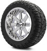 MODZ® Assault Chrome 14" Golf Cart Wheels and X-Comp Gladiator (23x10-R14) DOT Steel-Belted Radial Golf Cart Tires Combo - Set of 4