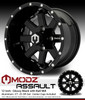 MODZ® Assault Black with Ball Mill 12" Golf Cart Wheels and Arisun Cruze (215/50-12) DOT Low Profile Golf Cart Tires Combo - Set of 4