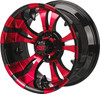 12" Warlock Black/Red on 215/35-12 LSI Elite Tires (Set of 4), Fits Club Car & EZGo Carts, Golf Cart Tires and Wheels Combo